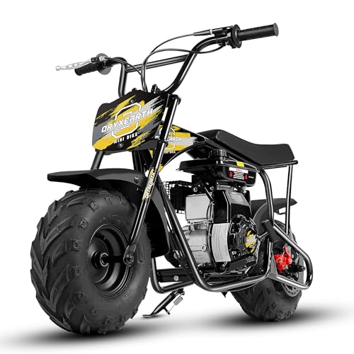 Oryxearth 105CC 4-Takt Dirt Bike Pocket Bike, Kinder Crossbike Benzin bis 40 km/h, Kinder Dirtbike, Motocross Motorrad, DIY-Aufkleber Mini Motorrad ab 13 Jahre (Gelb) von Oryxearth