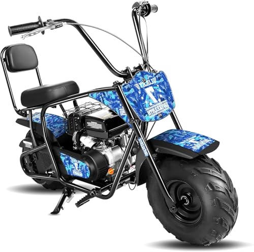 Dirt Bike Pocket Bike Kinder 99CC 4-Takt benzinbetriebenes Off Road Mini Dirt Bike Pit Bike mit Automatikgetriebe und Seilzugstarter DIY-Aufkleber Bike ab 13 Jahre (99CC-Blau) von Oryxearth