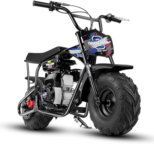 Dirt Bike Pocket Bike Kinder 105CC 4-Takt benzinbetriebenes Off Road Mini Dirt Bike Pit Bike mit Automatikgetriebe und Seilzugstarter DIY-Aufkleber Bike ab 13 Jahre (Blau+Rosa) von Oryxearth
