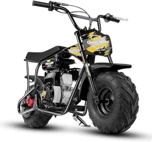 Dirt Bike Pocket Bike Kinder 105CC 4-Takt benzinbetriebenes Off Road Mini Dirt Bike Pit Bike mit Automatikgetriebe und Seilzugstarter DIY-Aufkleber Bike ab 13 Jahre（Gelb） von Oryxearth