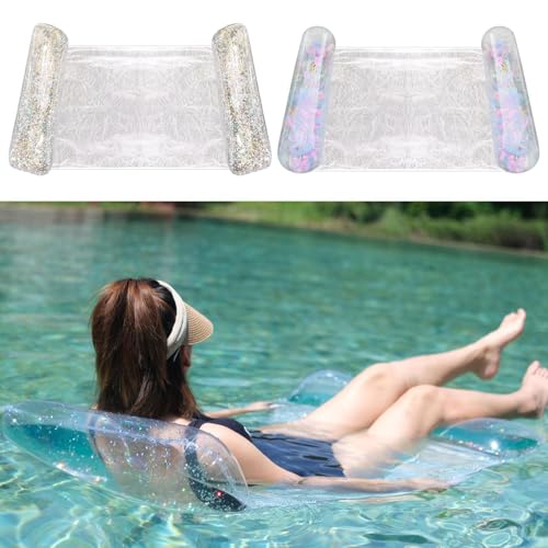 Oseczmut 2 Stück schwimmende Hängematte, aufblasbar, Pool, Pool, aufblasbares Poolnetz, Wasserhängematte, tragbar, für, Party von Oseczmut