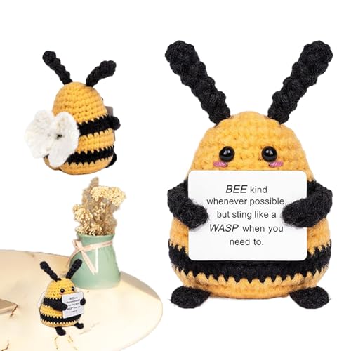 Oseczmut Biene mit Haken, emotionale Unterstützung | positive Bienenhaken – kleine Biene mit positivem Haken für Tisch, Bibliothek, Kinderzimmer von Oseczmut