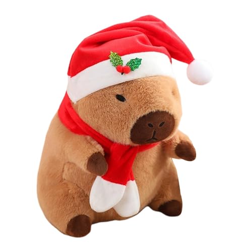Oseczmut Capybara Plüschtier Capybara – Stuhlkissen in Tierform, Weihnachtsmannhut – Dekoration des Hauses für Gärten, Plüschspielzeug von Oseczmut