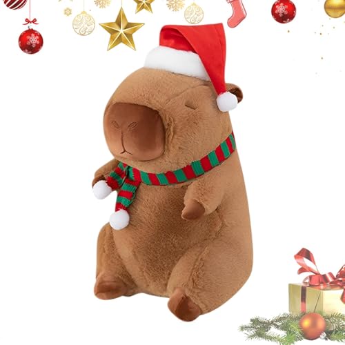 Oseczmut Capybara Plüschtier für Weihnachten, Capybara – niedliches Tierkissen aus Plüsch von Capybara zu Weihnachten – Plüschtiere aus weichem Plüsch, 33,8 cm von Oseczmut