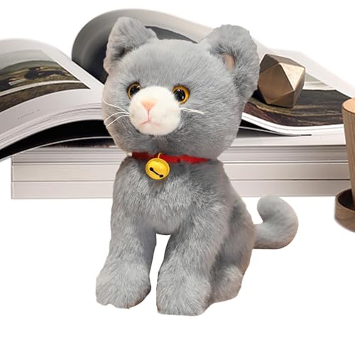Oseczmut Katzen-Plüschpuppen, Plüschtierspielzeug – realistische Plüschkatze mit niedlichem Aussehen | beruhigende Plüschkissen, Spielzeug für Familie, Freunde und Kollegen von Oseczmut