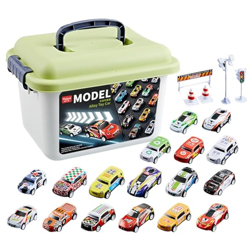 Oseczmut Kleines Spielzeug aus Metall für Auto | Spielzeugauto für Kinder | Kleines Auto für Kinder mit Straßenkarte und Rennstreckenschild, Autos aus Legierung, angetrieben durch Reibung von Oseczmut