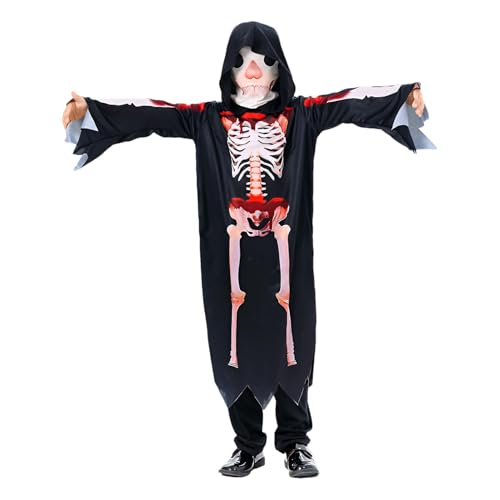Oseczmut Skelett-Kostüme für Jungen, Blutiges Skelett-Kostüm – gruseliges Cosplay-Kostüm, gruseliges Skelett-Kostüm mit Kapuze, bequem für Halloween Cosplay Oseczmut Skelett-Kostüme für Jungen, Blutiges Skelett-Kostüm – gruseliges Cosplay-Kostüm, gruseliges Skelett-Kostüm mit Kapuze, bequem für Halloween Cosplay von Oseczmut