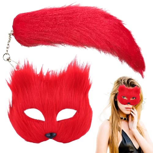 Oseczmut Tiermaske und Schwanz | Fellmaske und langer Fuchsschwanz | Tiermaske Set, Fuchsmaske, Pelzmaske, Halbgesichtsmaske, wiederverwendbar, für Zubehör Oseczmut Tiermaske und Schwanz | Fellmaske und langer Fuchsschwanz | Tiermaske Set, Fuchsmaske, Pelzmaske, Halbgesichtsmaske, wiederverwendbar, für Zubehör von Oseczmut