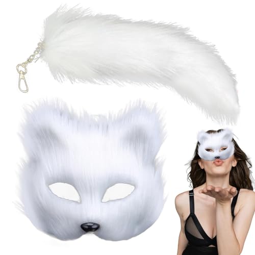 Oseczmut Tiermaske und Schwanz | Fellmaske und langer Fuchsschwanz | Tiermaske Set, Fuchsmaske, Pelzmaske, Halbgesichtsmaske, wiederverwendbar, für Zubehör Oseczmut Tiermaske und Schwanz | Fellmaske und langer Fuchsschwanz | Tiermaske Set, Fuchsmaske, Pelzmaske, Halbgesichtsmaske, wiederverwendbar, für Zubehör von Oseczmut