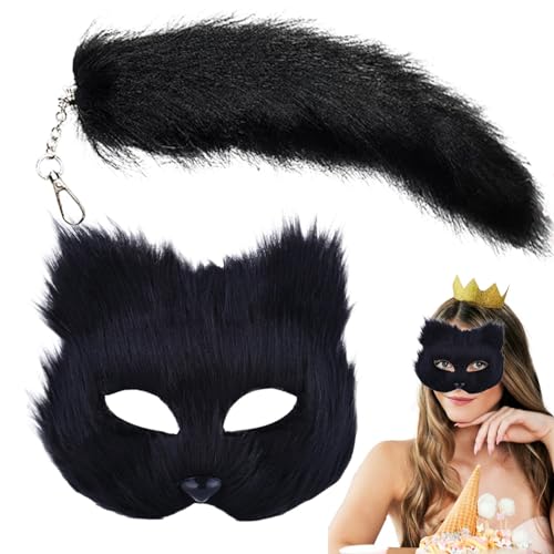 Oseczmut Tiermaske und Schwanz | Fellmaske und langer Fuchsschwanz | Tiermaske Set, Fuchsmaske, Pelzmaske, Halbgesichtsmaske, wiederverwendbar, für Zubehör Oseczmut Tiermaske und Schwanz | Fellmaske und langer Fuchsschwanz | Tiermaske Set, Fuchsmaske, Pelzmaske, Halbgesichtsmaske, wiederverwendbar, für Zubehör von Oseczmut