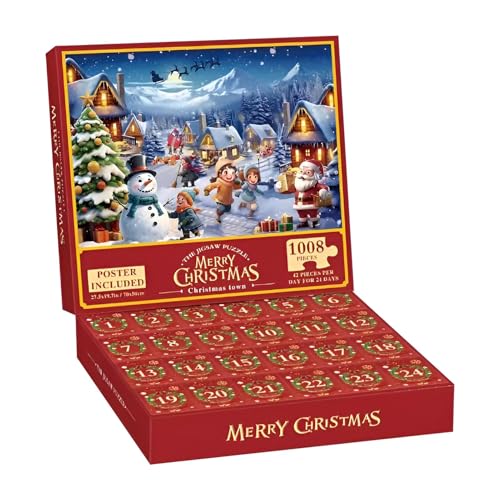 Oseczmut Weihnachts-Countdown-Puzzle, Countdown-Kalender-Puzzle-Spielzeug, Adventskalender für Weihnachten 2024 | Interaktives Puzzle-Spielzeug für festliche Atmosphäre von Oseczmut