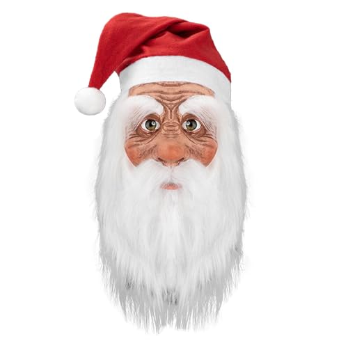 Oseczmut Weihnachtsmann-Maske | Latexmaske des Weihnachtsmanns | Komplette Latexmaske des Weihnachtsmanns mit Bart und rotem Hut für Erwachsene, Weihnachtsmann-Cosplay-Maske Oseczmut Weihnachtsmann-Maske | Latexmaske des Weihnachtsmanns | Komplette Latexmaske des Weihnachtsmanns mit Bart und rotem Hut für Erwachsene, Weihnachtsmann-Cosplay-Maske von Oseczmut