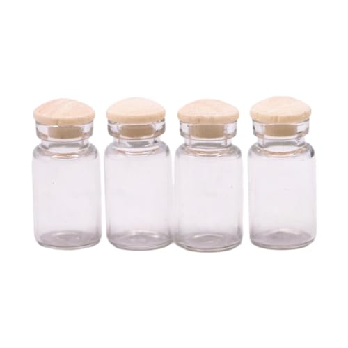 4 x Puppenhaus-Mini-Glasgefäße im Maßstab 1:12, kleine Glasflaschen, Küchenmodell, winzige Gewürzgläser, Lebensmittelspielzeug, DIY-Zubehör , Groß von Oshhni