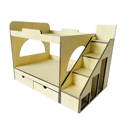 Oshhni 1/12 Puppenhaus-Etagenbett mit Leiter, realistisches Minibett aus Holz, Miniatur-Schlafzimmermöbel für Modelleisenbahn-Bahnhof von Oshhni