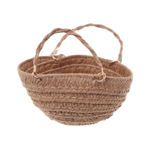 Oshhni 1/12 Puppenhaus Handgewebte Tasche Minitasche Miniatur Gewebter Korb Puppenhaus Einrichtung, Khaki Oshhni 1/12 Puppenhaus Handgewebte Tasche Minitasche Miniatur Gewebter Korb Puppenhaus Einrichtung, Khaki von Oshhni