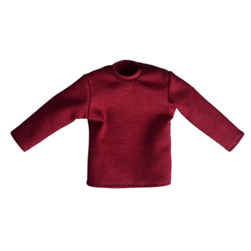 Oshhni 1/12 Skala Langarm Shirts Pullover Outfit Kostüm Puppe Casual Grundlegende Top für 6 Zoll Männliche Puppe, Dunkelrot Oshhni 1/12 Skala Langarm Shirts Pullover Outfit Kostüm Puppe Casual Grundlegende Top für 6 Zoll Männliche Puppe, Dunkelrot von Oshhni