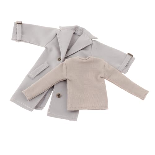 Oshhni 1/12 männliche Actionfigur-Kleidung mit langärmligem Unterhemd, modischem zweireihigem Ankleidezubehör, Trenchcoat, Grau Oshhni 1/12 männliche Actionfigur-Kleidung mit langärmligem Unterhemd, modischem zweireihigem Ankleidezubehör, Trenchcoat, Grau von Oshhni