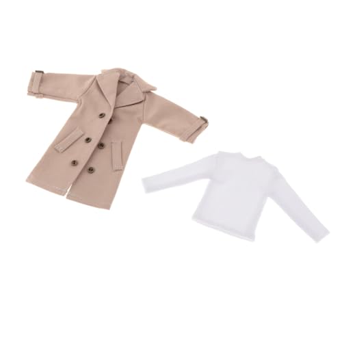 Oshhni 1/12 männliche Actionfigur-Kleidung mit langärmligem Unterhemd, modischem zweireihigem Ankleidezubehör, Trenchcoat, Khaki Oshhni 1/12 männliche Actionfigur-Kleidung mit langärmligem Unterhemd, modischem zweireihigem Ankleidezubehör, Trenchcoat, Khaki von Oshhni