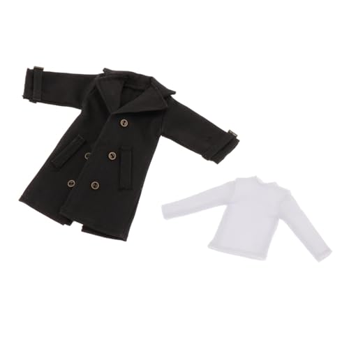 Oshhni 1/12 männliche Actionfigur-Kleidung mit langärmligem Unterhemd, modischem zweireihigem Ankleidezubehör, Trenchcoat, Schwarz Oshhni 1/12 männliche Actionfigur-Kleidung mit langärmligem Unterhemd, modischem zweireihigem Ankleidezubehör, Trenchcoat, Schwarz von Oshhni