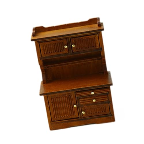Oshhni 1/16 Puppenhaus -Bücherregal -Displayschrank Glatte Oberfläche und poliert für Wohnzimmer professionelle Puppenhauslagerschrank poliert, Braun von Oshhni