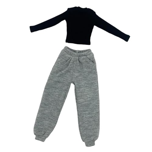 Oshhni 1/6 Skala weibliche Puppenkleidung, Lange Ärmelpullover und Jogginghose, Kostüm für 12 -Zoll -Actionfigur, Grau Und Schwarz von Oshhni