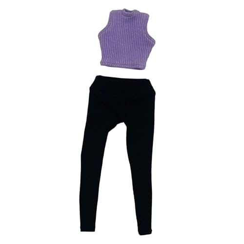 Oshhni 1/6 gestrickte Weste mit Hosen Basic Tank Cosplay Stricktan Tank Top ärmellose Top für 12 -Zoll -Kleiderzubehör, Violett von Oshhni
