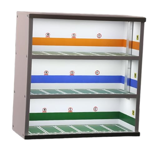 Oshhni 1/64 Modell modellauto Display case Miniaturszene Simulierte Parkplatz -Szene Ornament Dekoration Staubdichtes Aufbewahrungsbox, Mehrfarbig von Oshhni