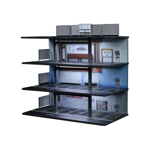 Oshhni 1/64 Modellauto-Vitrine, Miniatur-Szenario, Modellgarage, Diorama, Dekoration, Ornament, Foto-Requisite, Spielzeugauto-Aufbewahrungsbox, Style B von Oshhni