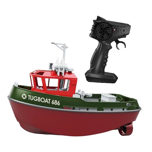 Oshhni 1/72 RC Tugboat Play Water Toy, vorwärts rückwärts doppelter Motor Fernbedienungsboot und Fernbedienung für Kinderbools Geschenk, GrÜn von Oshhni