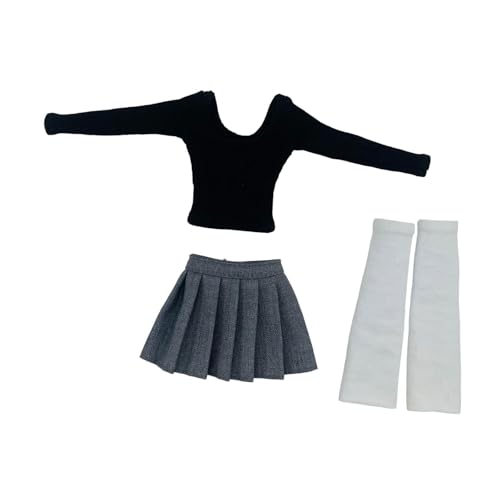 Oshhni 1: 6 Frauen Tube Top Langarmkostüm, Bralette Doll Langarm Set für 12 '' Zoll Frau Actionfigur, Schwarz von Oshhni