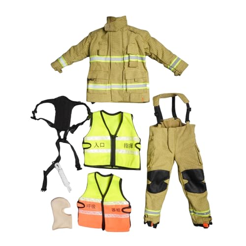 Oshhni 1: 6 Modell Feuerwehranzug Kleidung Kleidung formelles Feuerwehrmann für 12 '' Zoll männliche Actionfigur Foto Requisiten DIY -Kostüm, Hellgelb von Oshhni