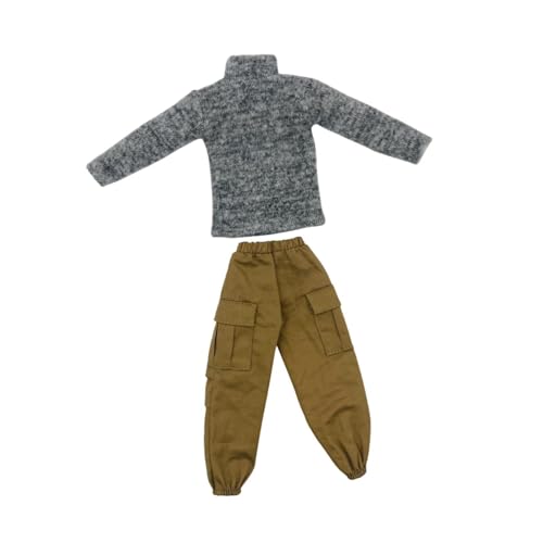 Oshhni 1: 6 männliche Kleiderkleidung Stricken Sie Rollkragenpullover und Frachthose für 12 '' männliche Actionfigur DIY, Grau von Oshhni