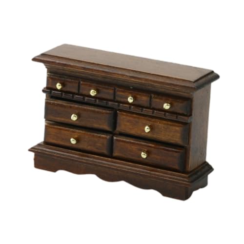 Oshhni 1:12 Dollhouse TV Cabinet Mini Model Ornament Klassische Puppenzubehör Dekoration Dollhouse Möbel für Wohnzimmer zu Hause, Dunkelbraun von Oshhni