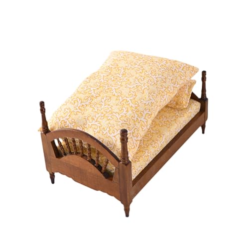 Oshhni 1:12 Puppenhaus Bett Schlafzimmer Möbel Holz Bett Miniatur für Puppen Haus Ornament Schlafzimmer, Braun Oshhni 1:12 Puppenhaus Bett Schlafzimmer Möbel Holz Bett Miniatur für Puppen Haus Ornament Schlafzimmer, Braun von Oshhni