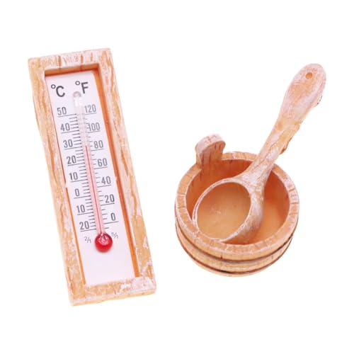 Oshhni 1:12 Puppenhaus-Saunafass, Mini-Simulationsthermometer, Rollenspiel, Puppenzubehör für Foto-Requisiten, Diorama-Lebensszene Oshhni 1:12 Puppenhaus-Saunafass, Mini-Simulationsthermometer, Rollenspiel, Puppenzubehör für Foto-Requisiten, Diorama-Lebensszene von Oshhni
