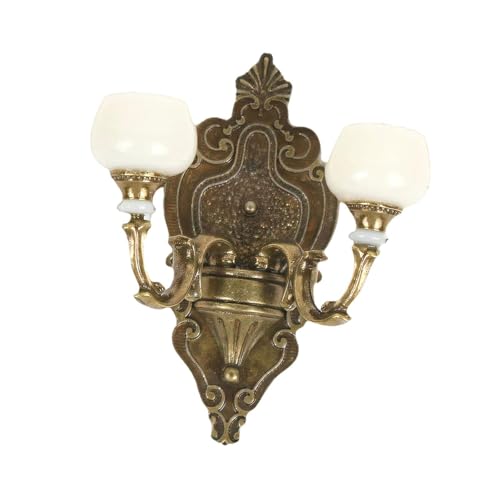 Oshhni 1:12 Puppenhaus-Wandlampe, Puppenhaus-Leuchte, Geschenk, Ornamente, Mini-Wandlampe, Rollenspiel-Spielzeug für Landschafts-Wohnkultur, Bronzene Doppellampe Oshhni 1:12 Puppenhaus-Wandlampe, Puppenhaus-Leuchte, Geschenk, Ornamente, Mini-Wandlampe, Rollenspiel-Spielzeug für Landschafts-Wohnkultur, Bronzene Doppellampe von Oshhni