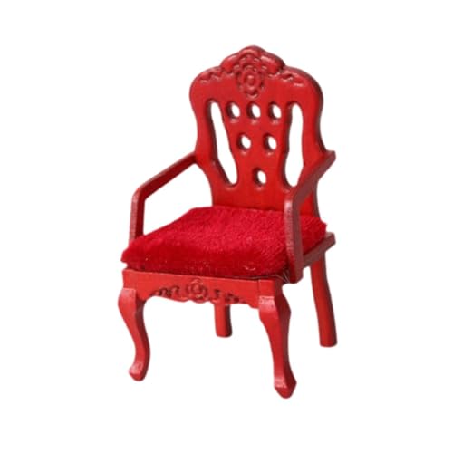 Oshhni 1:12 Scale Dollhouse Chair Miniature Dollhouse Möbel Sesselmodell für Wohnzimmer, Rot von Oshhni