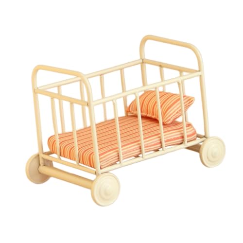 Oshhni 1:12 Skala Dollhouse Baby Bett Miniatur Kleinkinder Bett mit Matratze für Geschenkfenster -Display Rollenspiel DIY Model Handcraft, Streifen Oshhni 1:12 Skala Dollhouse Baby Bett Miniatur Kleinkinder Bett mit Matratze für Geschenkfenster -Display Rollenspiel DIY Model Handcraft, Streifen von Oshhni