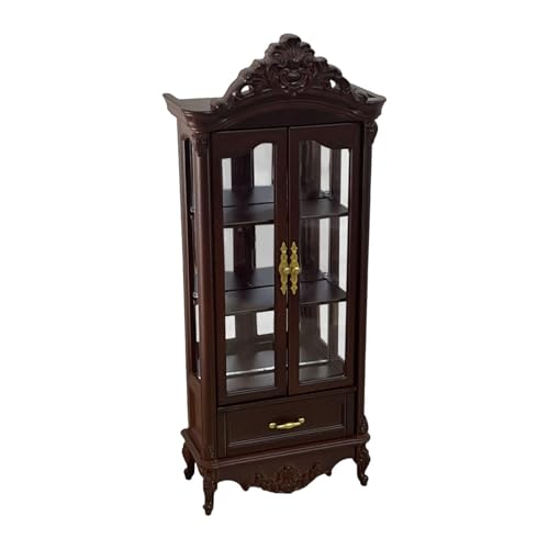 Oshhni 1:12 puppenhaus Wein Schrank Spielzeug Dekoration Pretend Spielzeug Desktop Ornament Requisiten, Doppelt Dunkelbraun von Oshhni