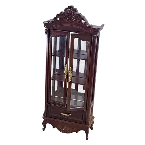 Oshhni 1:12 puppenhaus Wein Schrank Spielzeug Dekoration Pretend Spielzeug Desktop Ornament Requisiten, Doppelt Hellbraun von Oshhni