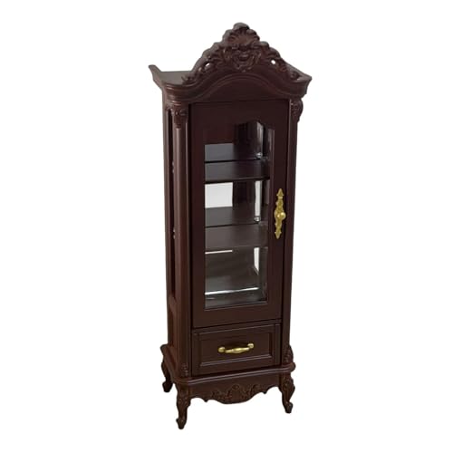 Oshhni 1:12 puppenhaus Wein Schrank Spielzeug Dekoration Pretend Spielzeug Desktop Ornament Requisiten, Einzeln Dunkelbraun von Oshhni