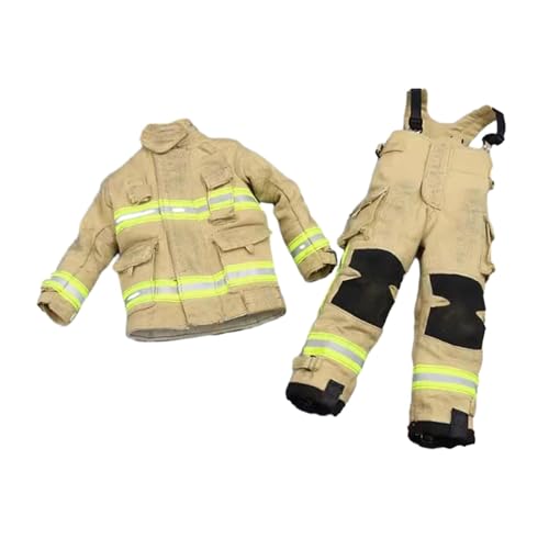 Oshhni 1:6 Feuerwehrmann-Anzug, Miniatur-Kleidung, realistisches Retro-Kostüm, Feuerwehrmann-Anziehset für 12-Zoll-Figuren, Körperzubehör von Oshhni
