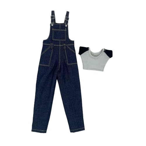 Oshhni 1:6 Kurzarm Latzhose Anzug Kostüm Weite Beinhose Miniatur Kleidung fürfür 12in, Dunkelblaue Hose von Oshhni