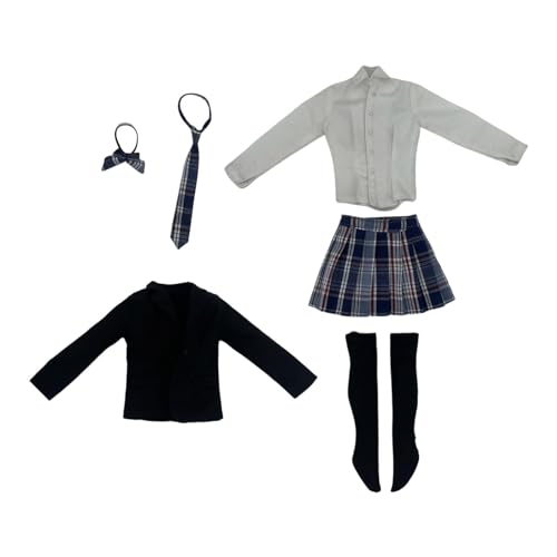 Oshhni 1:6 Kurzer Rock Miniaturkleidung, 6-teiliges Set Shirt Rock Kostüm handgemachte Puppenkleidung für 12" Dress up, dunkelblauer Rock von Oshhni