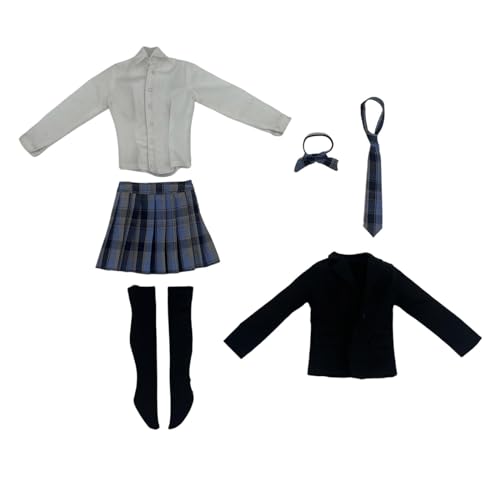 Oshhni 1:6 Kurzer Rock Miniaturkleidung, 6-teiliges Set Shirt Rock Kostüm handgemachte Puppenkleidung für 12" Dress up, hellblauer Rock von Oshhni