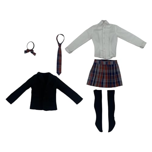 Oshhni 1:6 Kurzer Rock Miniaturkleidung, 6-teiliges Set Shirt Rock Kostüm handgemachte Puppenkleidung für 12" Dress up, roter Rock von Oshhni