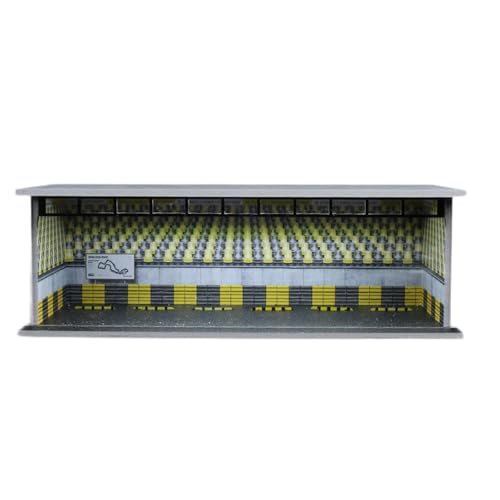 Oshhni 1:64 Skala Garage Moldel mit LED Collectibles Zubehör, Rennszene von Oshhni