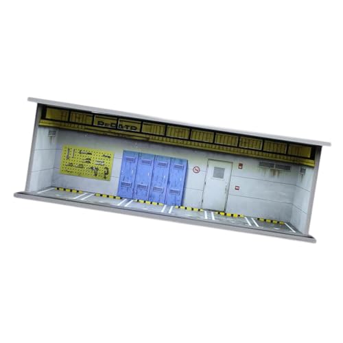 Oshhni 1:64 Skala Garage Moldel mit LED Collectibles Zubehör, Wartungsraum von Oshhni