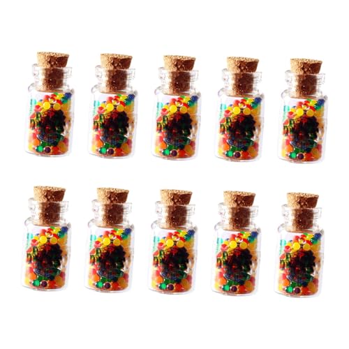Oshhni 10 Stück im Maßstab 1:12 Puppenhaus-Mini-Glasgläser mit Süßigkeitengläsern, Küchenmodell, winzige Gläser mit Deckel, DIY-Ornament-Dekoration, Regenbogen von Oshhni
