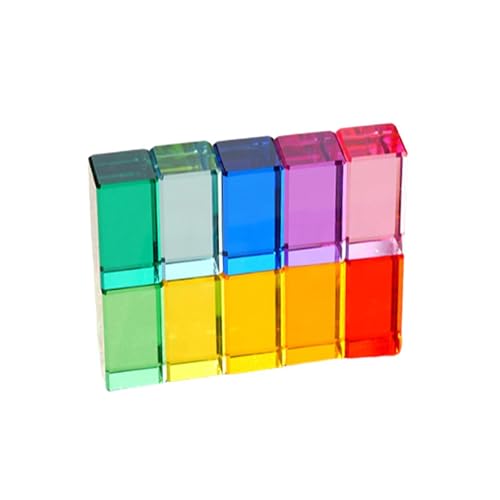 Oshhni 10x Regenbogen Bausteine Lernspielzeug Sensorisches Spielzeug Licht Schatten Stapelspielzeug für von Oshhni